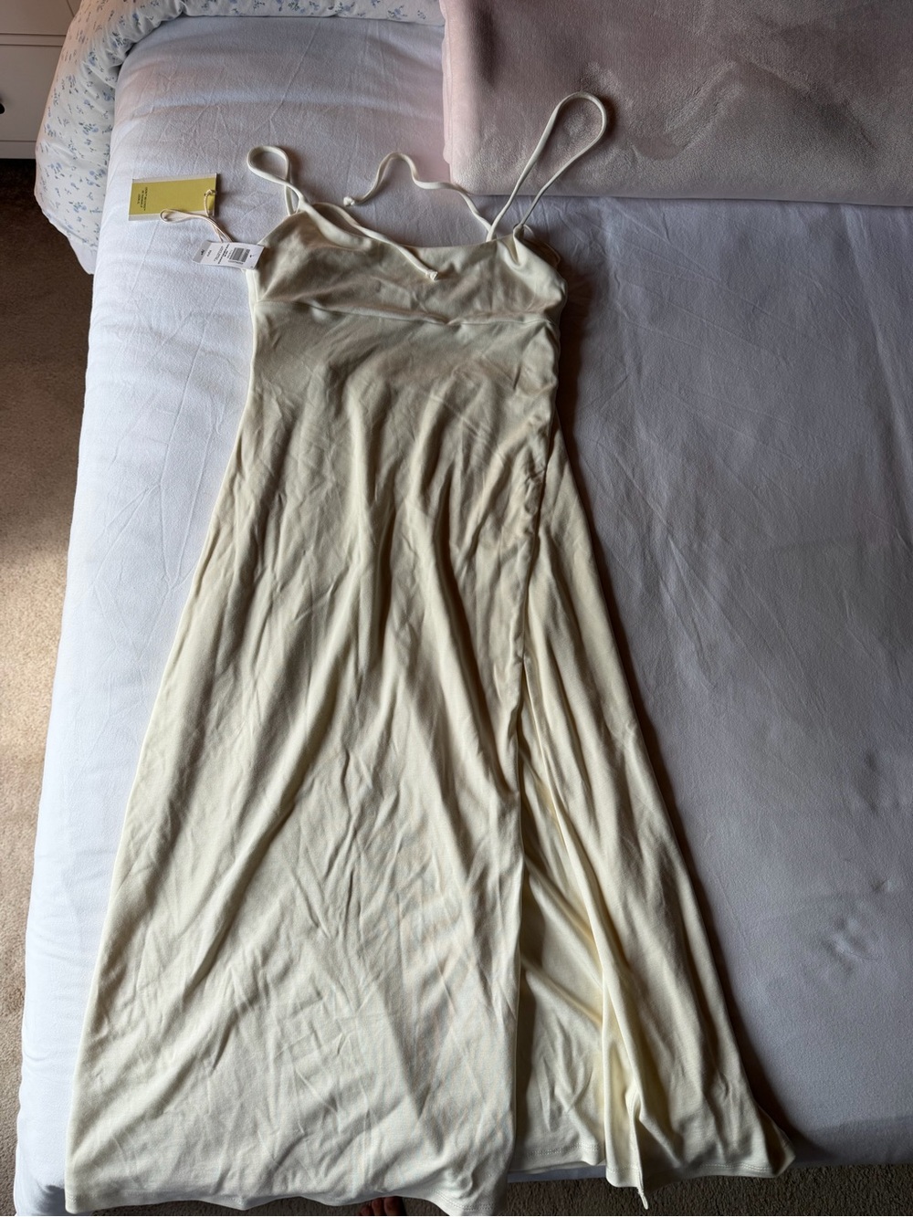 Aritzia Cream Spaghetti-Strap Maxi Slip Dress